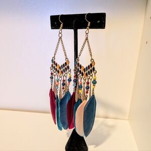 Colorful Feather Dangle Earrings